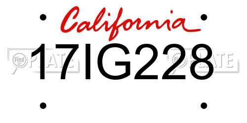 17IG228 California License Plate