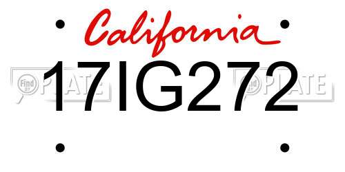 17IG272 California License Plate