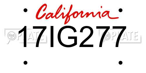 17IG277 California License Plate