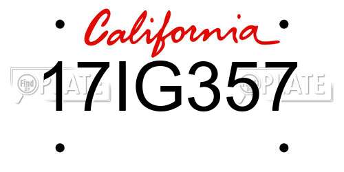 17IG357 California License Plate