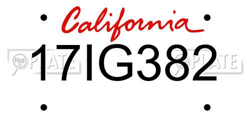 17IG382 California License Plate