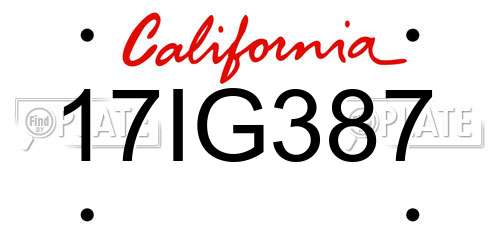 17IG387 California License Plate
