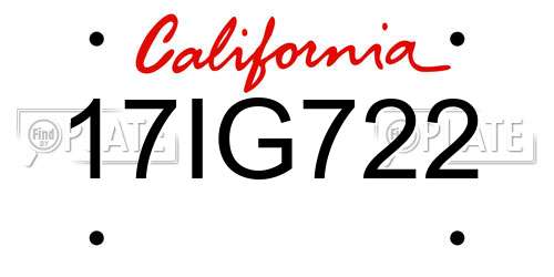 17IG722 California License Plate