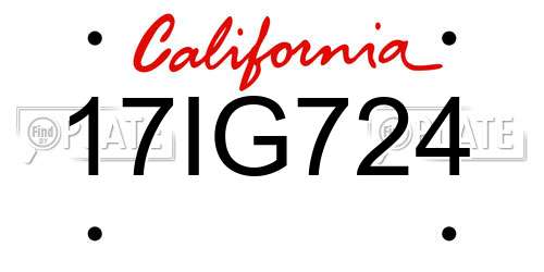 17IG724 California License Plate
