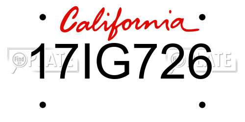 17IG726 California License Plate