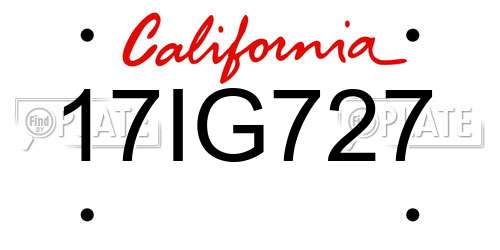 17IG727 California License Plate