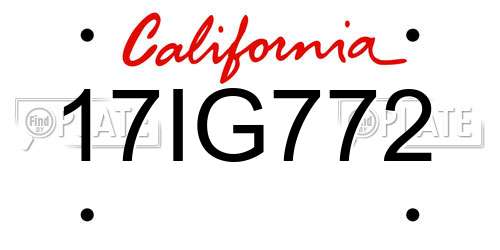 17IG772 California License Plate