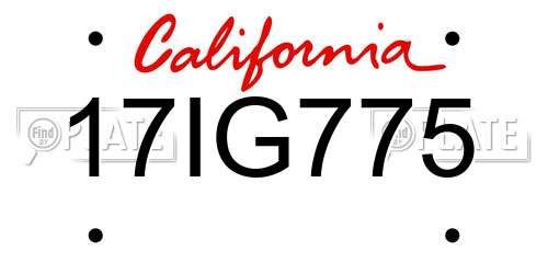 17IG775 California License Plate