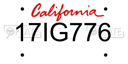 17IG776 California License Plate