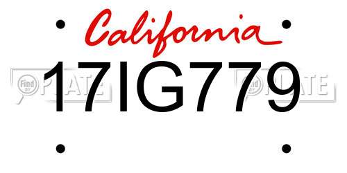 17IG779 California License Plate