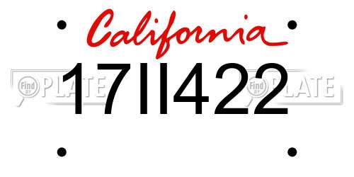 17II422 California License Plate