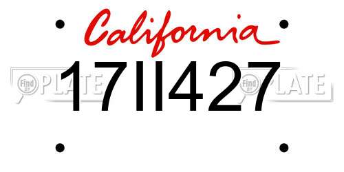 17II427 California License Plate
