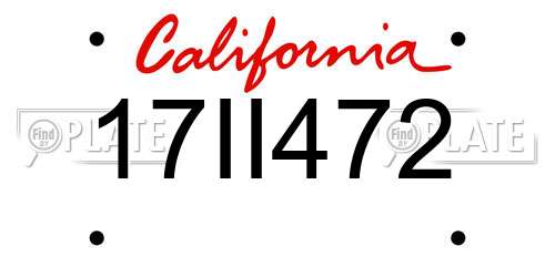 17II472 California License Plate