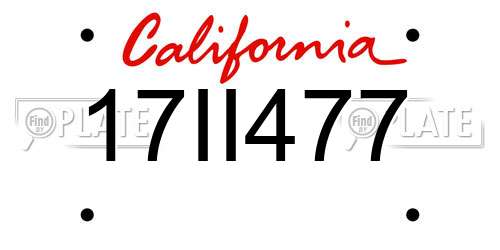 17II477 California License Plate