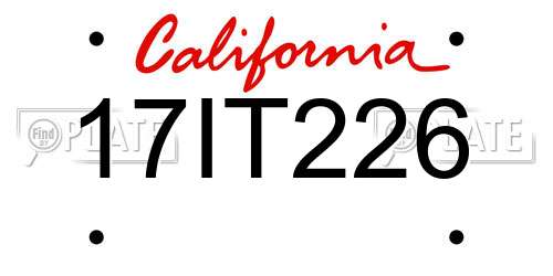 17IT226 California License Plate