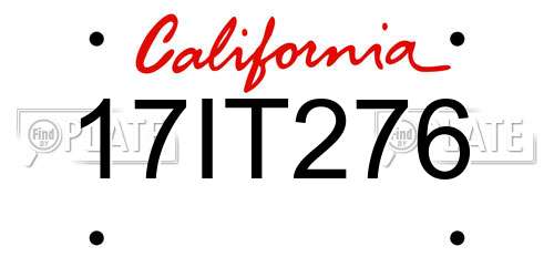 17IT276 California License Plate