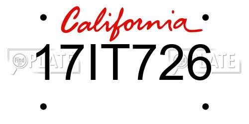 17IT726 California License Plate