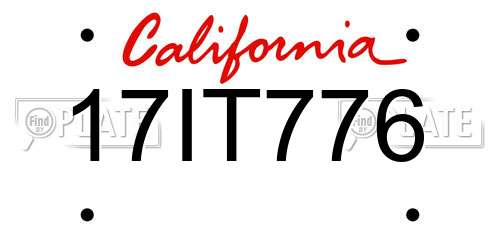 17IT776 California License Plate