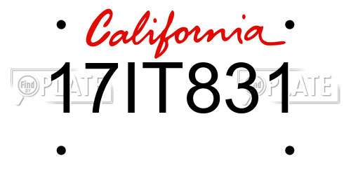 17IT831 California License Plate