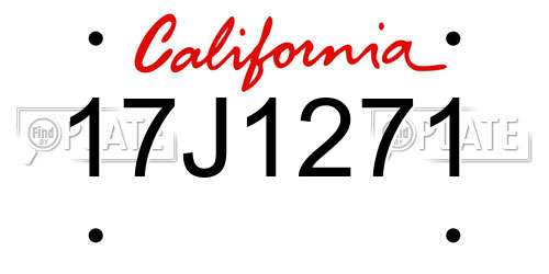 17J1271 California License Plate