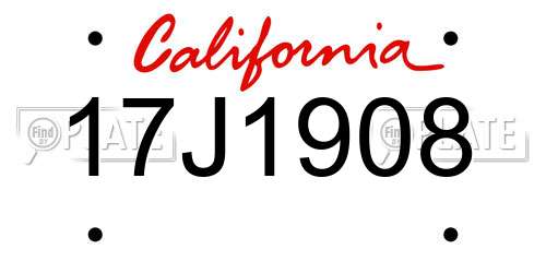 17J1908 California License Plate