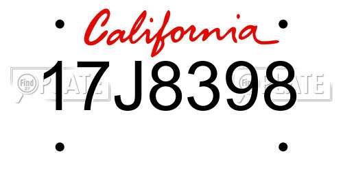 17J8398 California License Plate