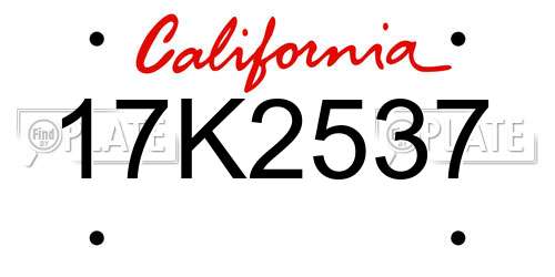 17K2537 California License Plate
