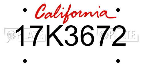 17K3672 California License Plate