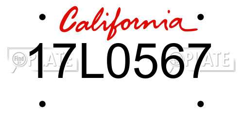 17L0567 California License Plate