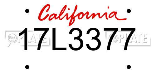 17L3377 California License Plate