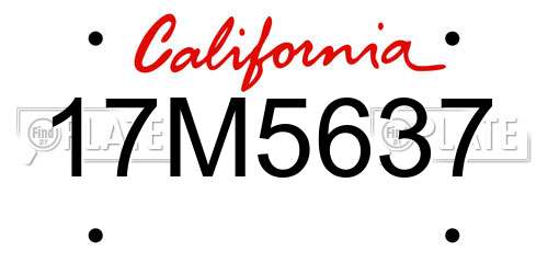 17M5637 California License Plate