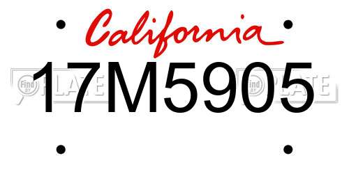 17M5905 California License Plate