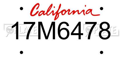 17M6478 California License Plate