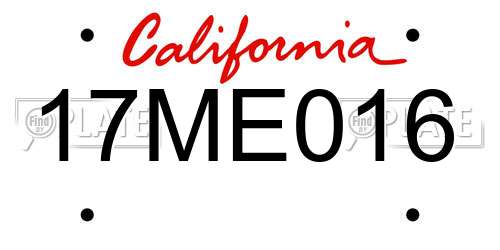 17ME016 California License Plate