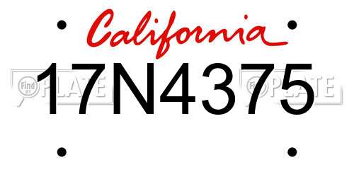 17N4375 California License Plate