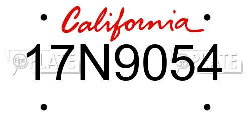 17N9054 California License Plate