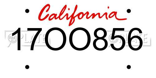 17OO856 California License Plate