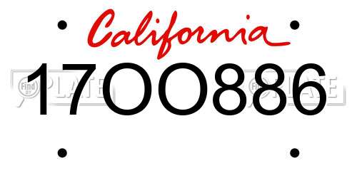 17OO886 California License Plate