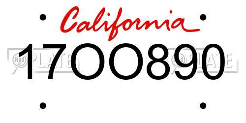 17OO890 California License Plate