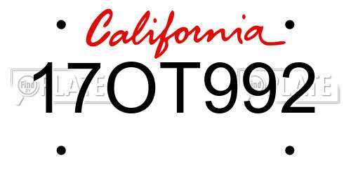 17OT992 California License Plate