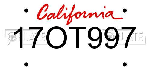 17OT997 California License Plate