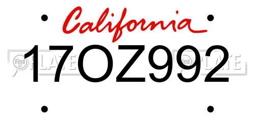 17OZ992 California License Plate