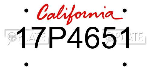 17P4651 California License Plate