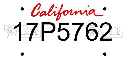 17P5762 California License Plate