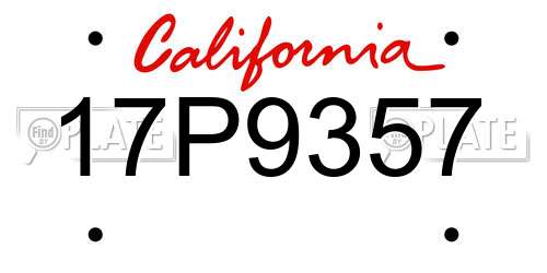 17P9357 California License Plate