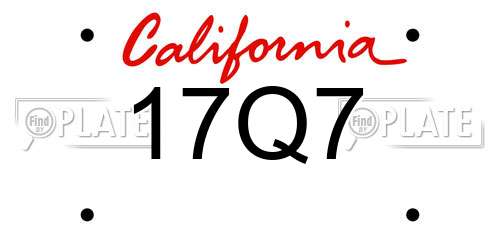 17Q7 California License Plate