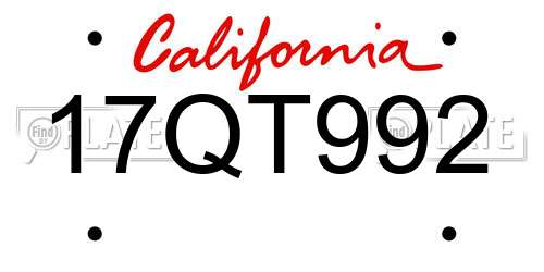 17QT992 California License Plate