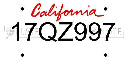 17QZ997 California License Plate