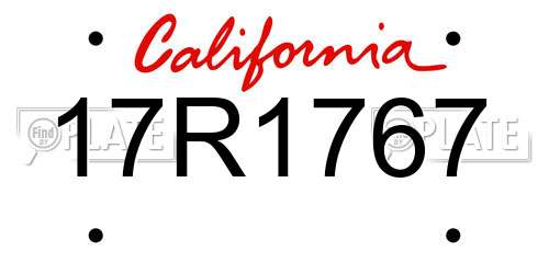 17R1767 California License Plate