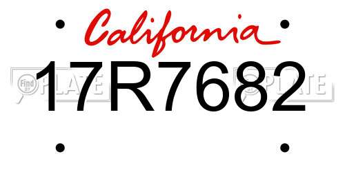 17R7682 California License Plate
